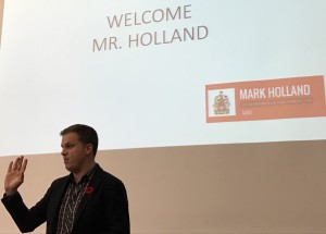 Mark Holland addresses Grade 10 Students in their Civcs & Careers class.